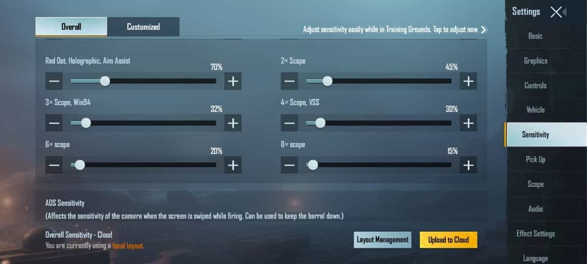 Camera Sensitivity in PUBG