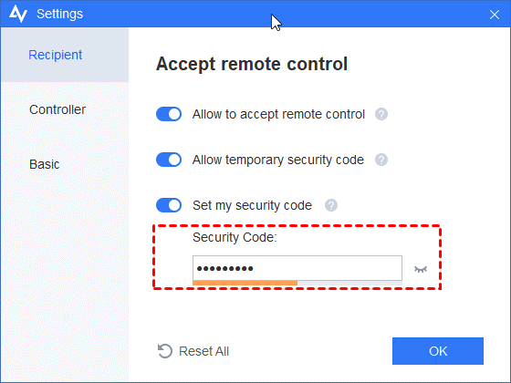 Input security code to realize remote connection on Windows Server 2016