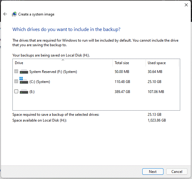 Backup and Restore (Windows 7) page