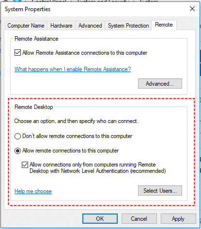 Press Win + R and then type in “sysdm.cpl” to open System Properties
