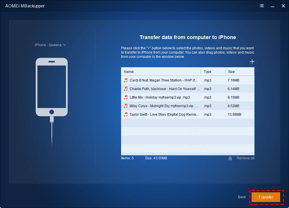 click Transfer