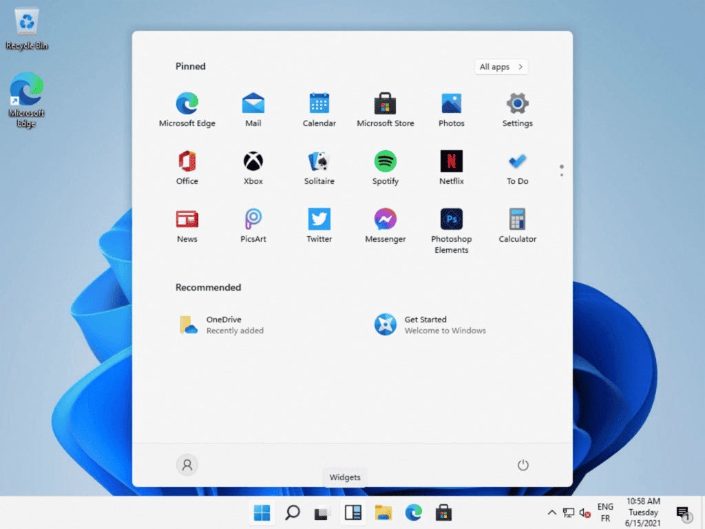 Taskbar and Start menu