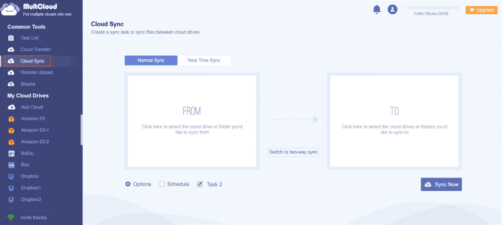set a scheduled sync to automatically synchronize data between drives at a fixed time interval