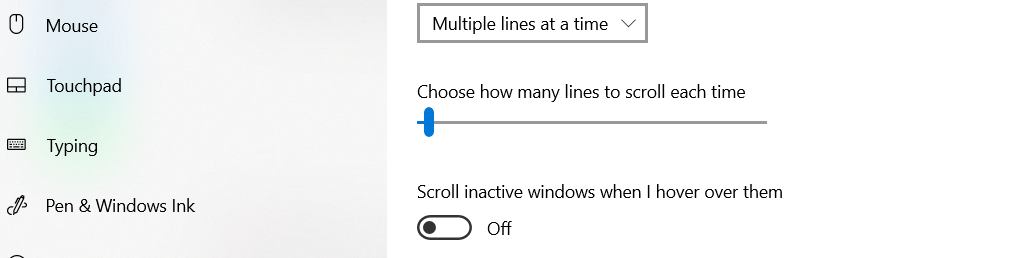 Test disable Windows 10 inactive windows scrolling