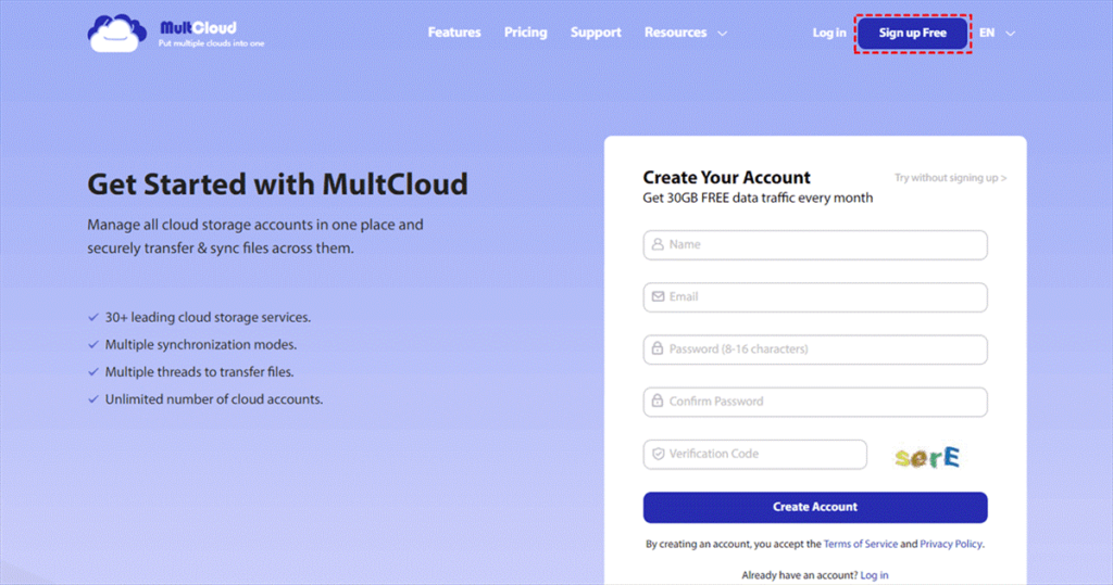 To use Multcloud, you need to log in to your account