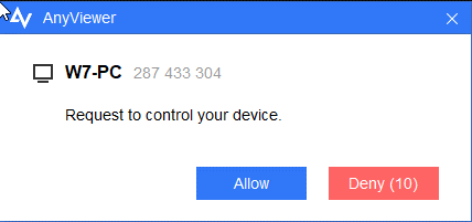 click Allow on the computer bein