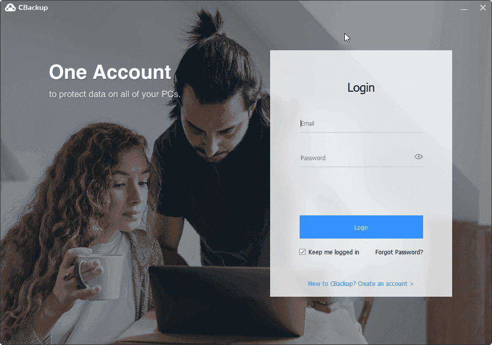 Create a CBackup account for free first