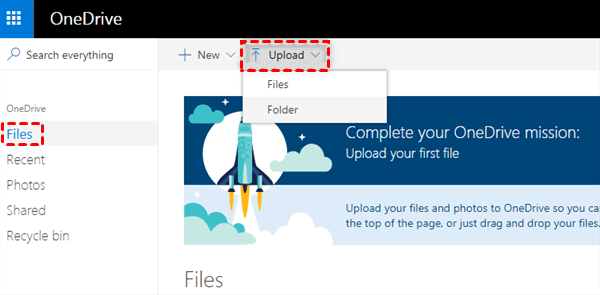 Backup Photos to OneDrive via Website Browser 