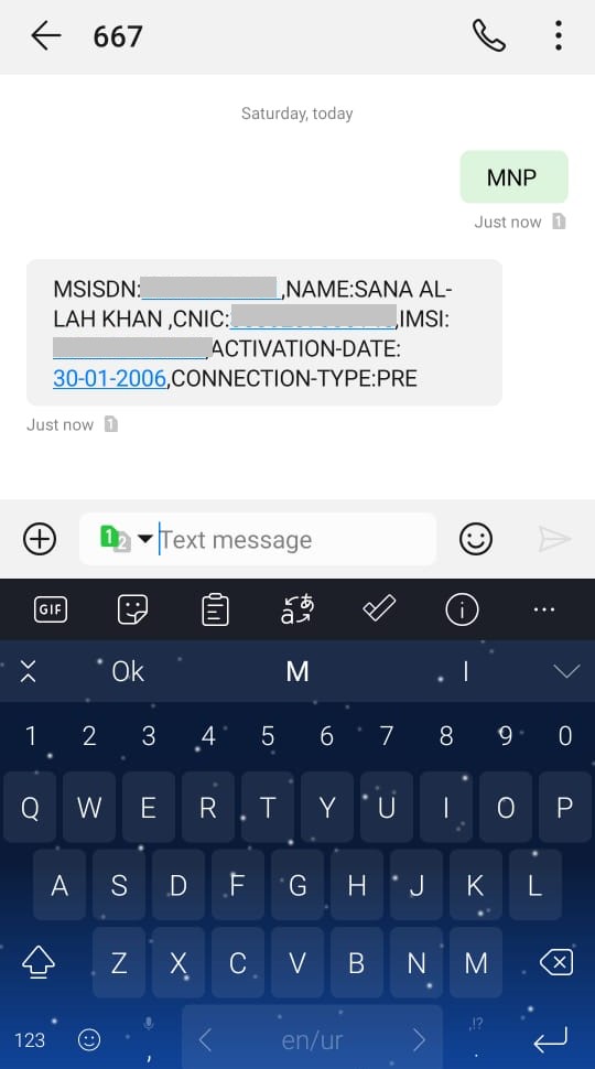 Mobile number, SIM owner name, and activation date details