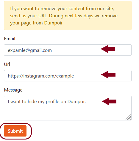 How to remove your profile from Dumpor